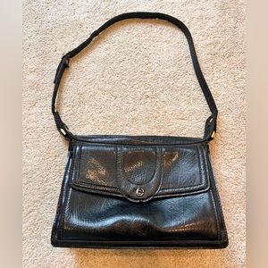 Structured Black Leather Shoulder Bag